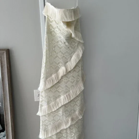 NWT PatBO White Crochet Strapless Fringe Trim Maxi Size 2 - Picture 5 of 8